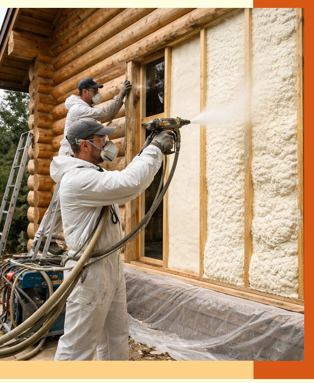 Утепление деревянного дома ППУ в Вятских Полянах от 4263 руб/м2 | ТепломастерВтс — под ключ