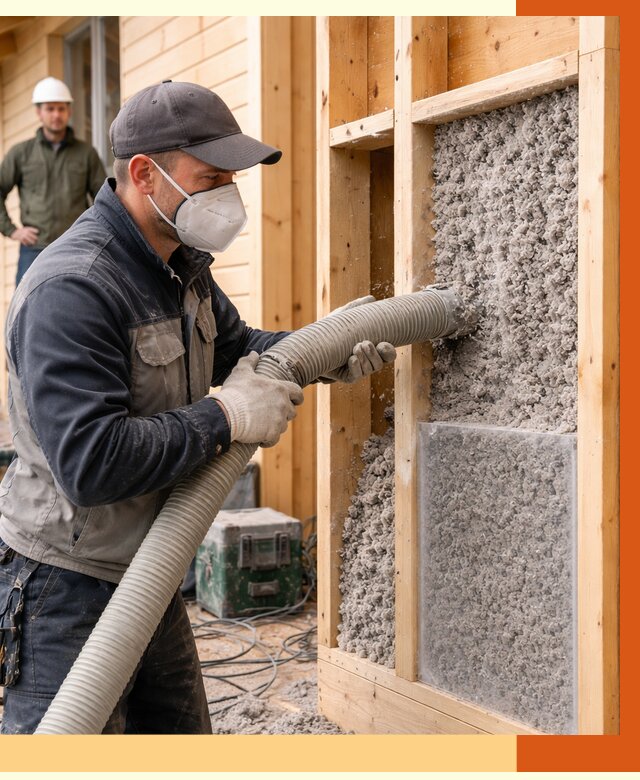 Утепление дома из бруса эковатой в Вятских Полянах от 1878 руб/м2 | ТепломастерВтс