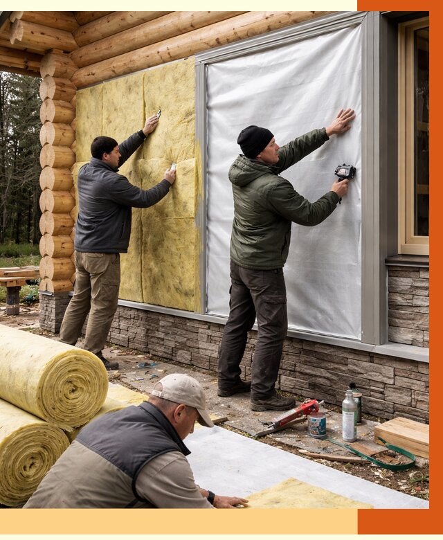 Утепление бревенчатого дома в Вятских Полянах от 7765 руб/м2 — заказать под ключ | ТепломастерВтс