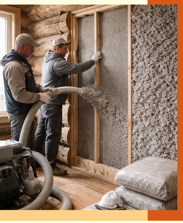 Утепление бревенчатого дома эковатой в Вятских Полянах от 2791 руб. | ТепломастерВтс