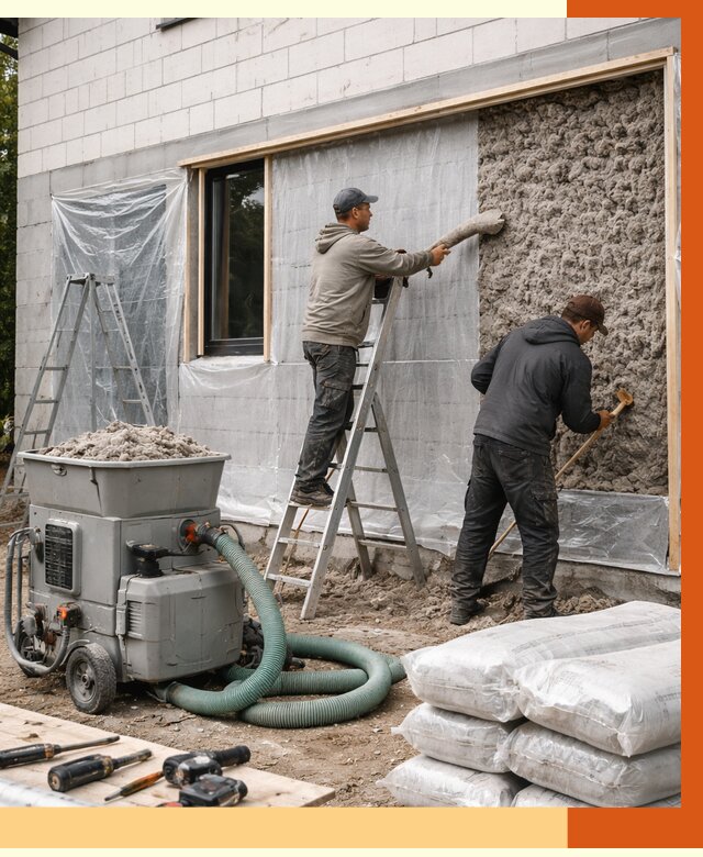 Утепление дома из газобетона эковатой в Вятских Полянах от 4568 руб./м2 | ТепломастерВтс