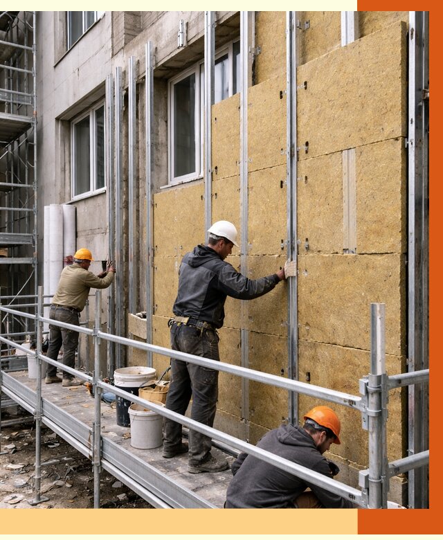 Утепление вентилируемого фасада в Вятских Полянах от 5684 руб/м2 — монтаж и утепление вентфасад | ТепломастерВтс