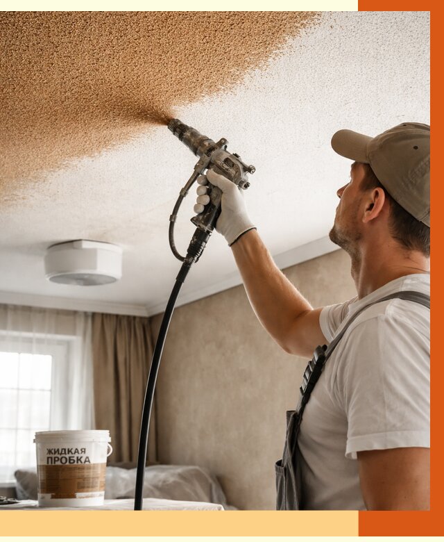 Утепление потолка жидкой пробкой в Вятских Полянах от 3553 руб. | ТепломастерВтс